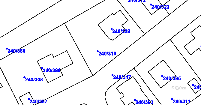 Parcela st. 240/310 v KÚ Boršov nad Vltavou, Katastrální mapa