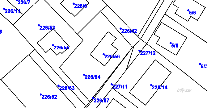 Parcela st. 226/56 v KÚ Boršov nad Vltavou, Katastrální mapa