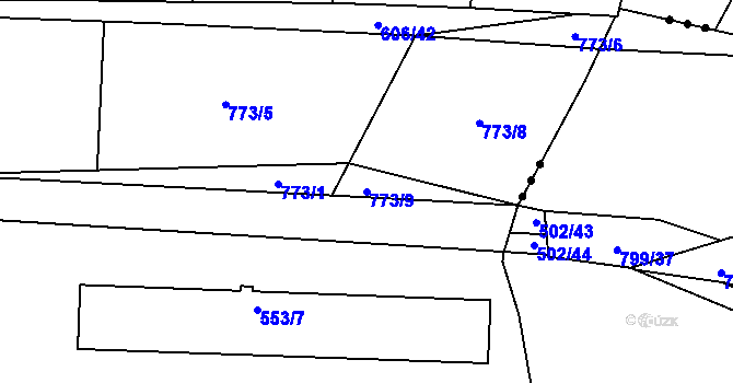 Parcela st. 773/9 v KÚ Boršov nad Vltavou, Katastrální mapa