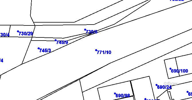 Parcela st. 771/10 v KÚ Boršov nad Vltavou, Katastrální mapa