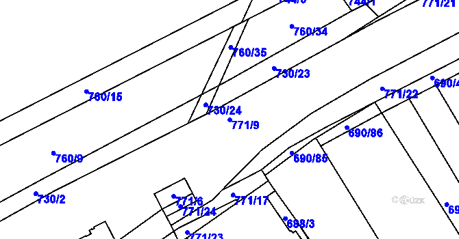Parcela st. 771/9 v KÚ Boršov nad Vltavou, Katastrální mapa
