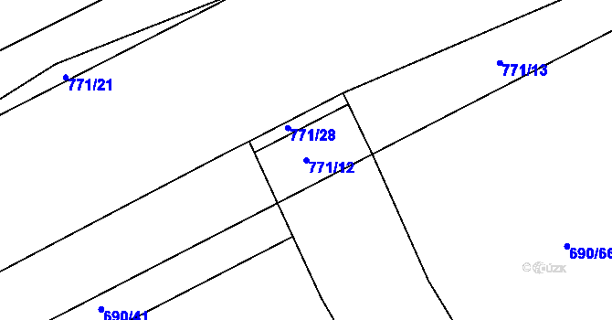Parcela st. 771/12 v KÚ Boršov nad Vltavou, Katastrální mapa