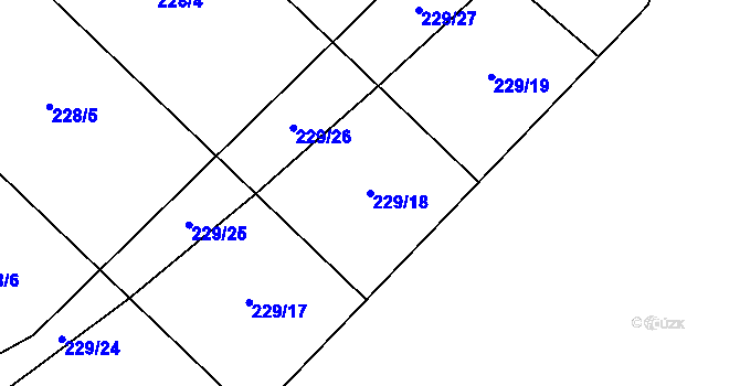 Parcela st. 229/18 v KÚ Boršov nad Vltavou, Katastrální mapa