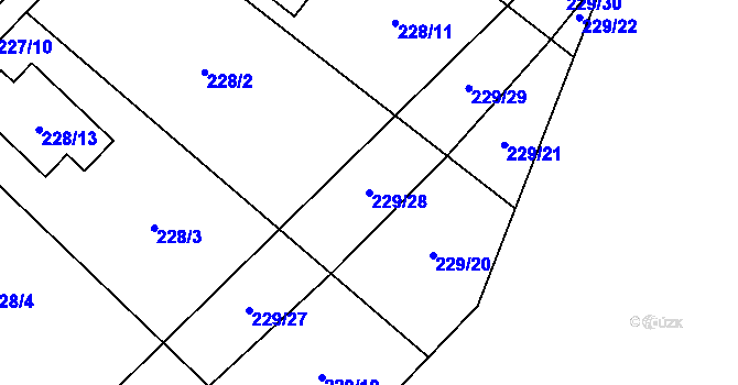 Parcela st. 229/28 v KÚ Boršov nad Vltavou, Katastrální mapa