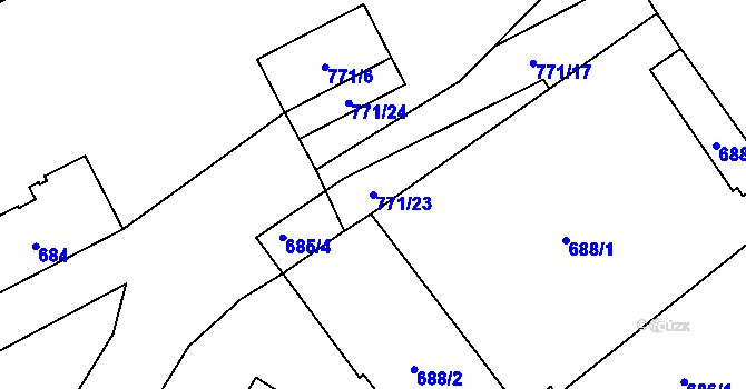 Parcela st. 771/23 v KÚ Boršov nad Vltavou, Katastrální mapa