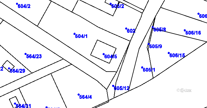 Parcela st. 604/5 v KÚ Boršov nad Vltavou, Katastrální mapa