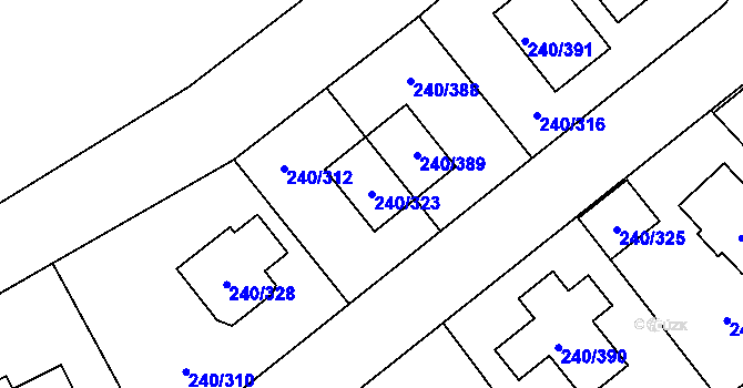 Parcela st. 240/323 v KÚ Boršov nad Vltavou, Katastrální mapa