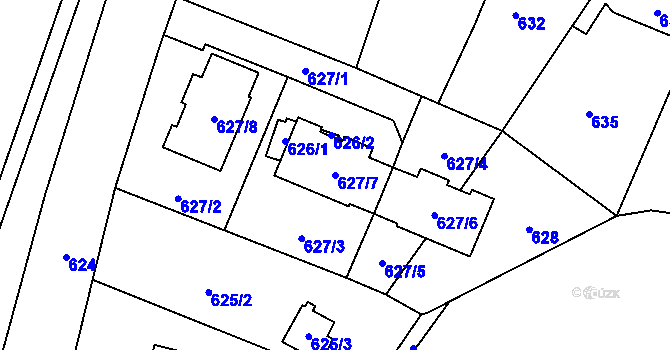 Parcela st. 627/7 v KÚ Boršov nad Vltavou, Katastrální mapa