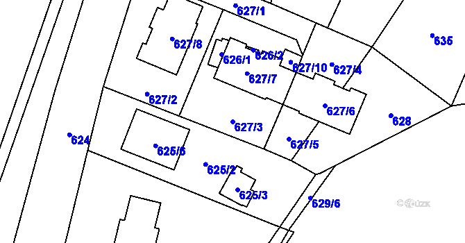 Parcela st. 627/3 v KÚ Boršov nad Vltavou, Katastrální mapa