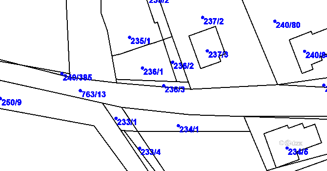 Parcela st. 236/3 v KÚ Boršov nad Vltavou, Katastrální mapa