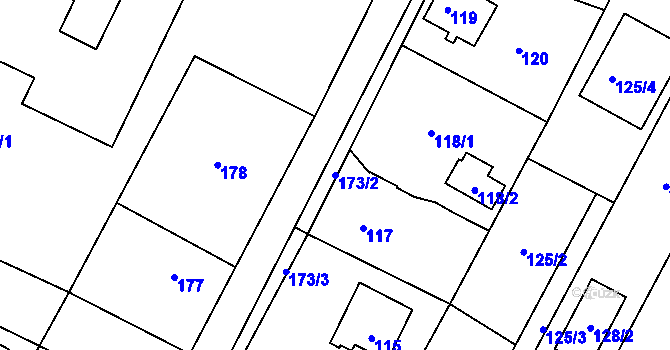Parcela st. 173/2 v KÚ Boršov nad Vltavou, Katastrální mapa