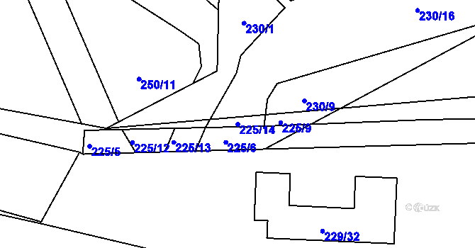 Parcela st. 225/14 v KÚ Boršov nad Vltavou, Katastrální mapa