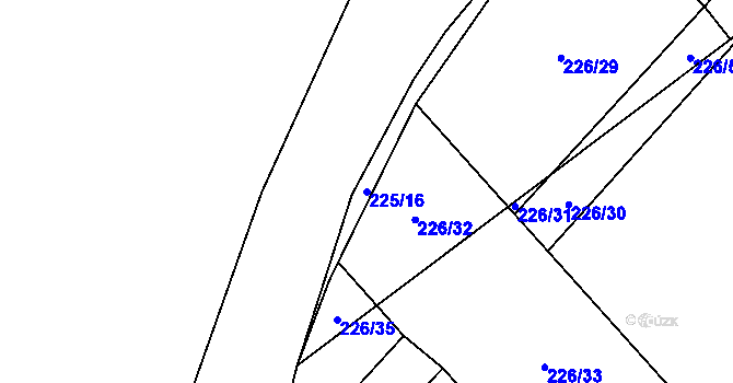 Parcela st. 225/16 v KÚ Boršov nad Vltavou, Katastrální mapa