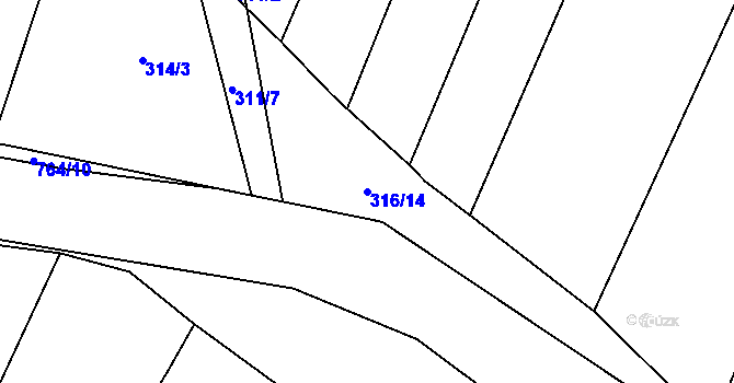 Parcela st. 316/14 v KÚ Boršov nad Vltavou, Katastrální mapa