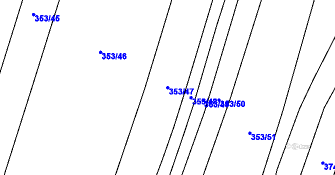 Parcela st. 353/47 v KÚ Boršov nad Vltavou, Katastrální mapa