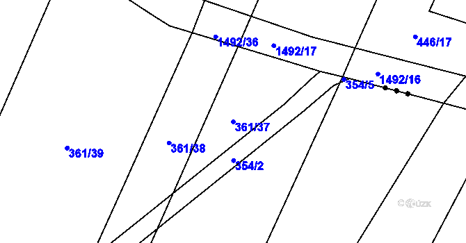 Parcela st. 361/37 v KÚ Boršov nad Vltavou, Katastrální mapa