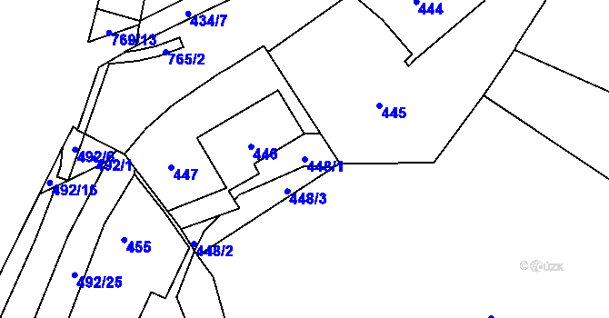 Parcela st. 448/1 v KÚ Boršov nad Vltavou, Katastrální mapa