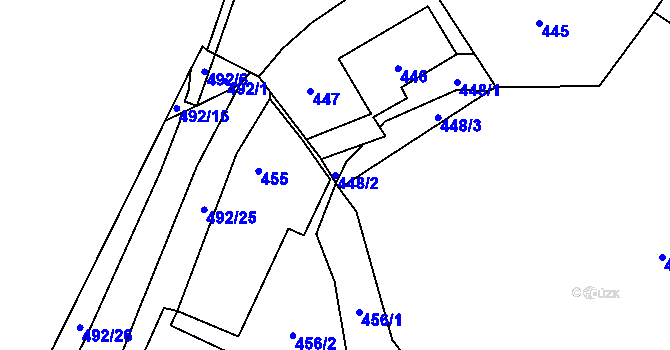 Parcela st. 448/2 v KÚ Boršov nad Vltavou, Katastrální mapa