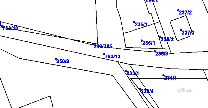 Parcela st. 763/13 v KÚ Boršov nad Vltavou, Katastrální mapa