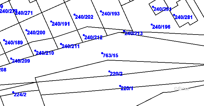 Parcela st. 763/15 v KÚ Boršov nad Vltavou, Katastrální mapa