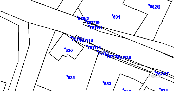 Parcela st. 767/15 v KÚ Boršov nad Vltavou, Katastrální mapa