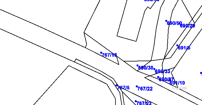 Parcela st. 767/18 v KÚ Boršov nad Vltavou, Katastrální mapa