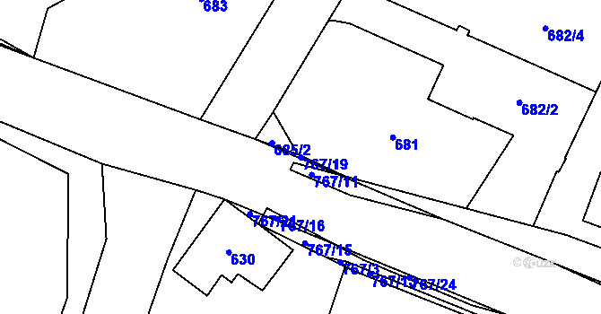 Parcela st. 767/19 v KÚ Boršov nad Vltavou, Katastrální mapa