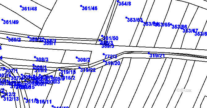 Parcela st. 772/3 v KÚ Boršov nad Vltavou, Katastrální mapa