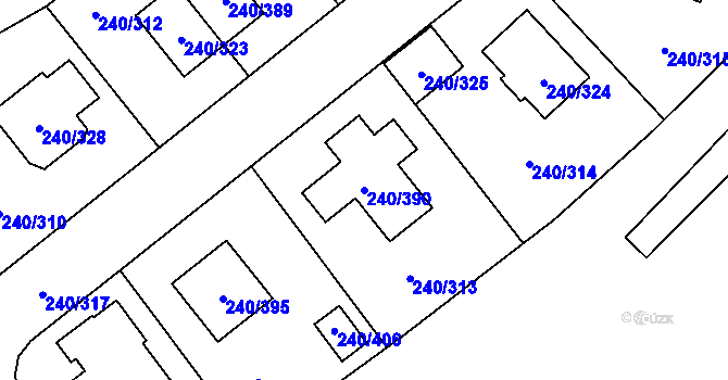 Parcela st. 240/390 v KÚ Boršov nad Vltavou, Katastrální mapa