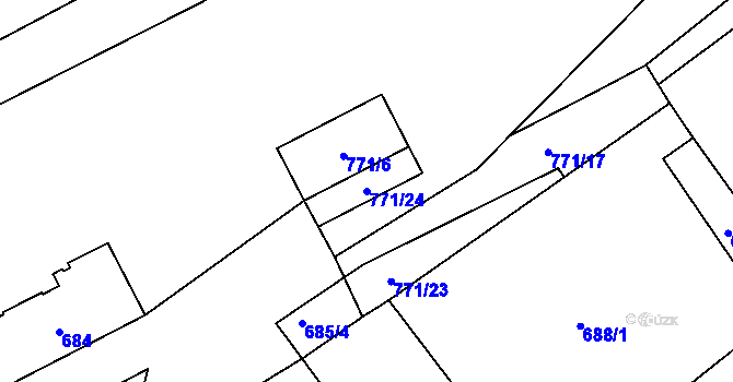 Parcela st. 771/24 v KÚ Boršov nad Vltavou, Katastrální mapa