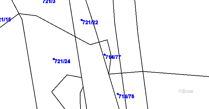 Parcela st. 714/77 v KÚ Boršov nad Vltavou, Katastrální mapa