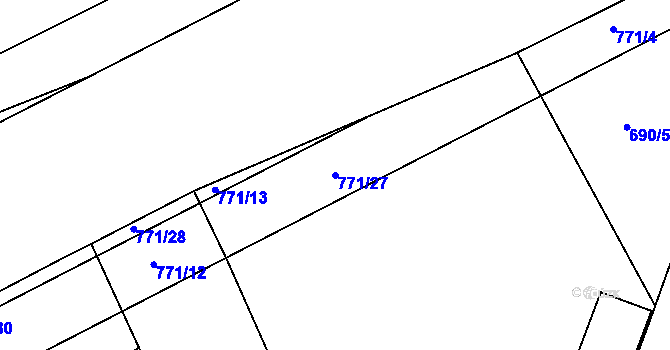 Parcela st. 771/27 v KÚ Boršov nad Vltavou, Katastrální mapa