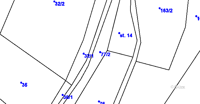 Parcela st. 77/2 v KÚ Borušov, Katastrální mapa