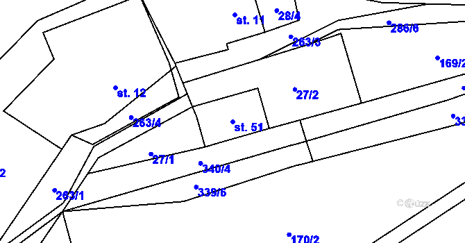 Parcela st. 51 v KÚ Borušov, Katastrální mapa