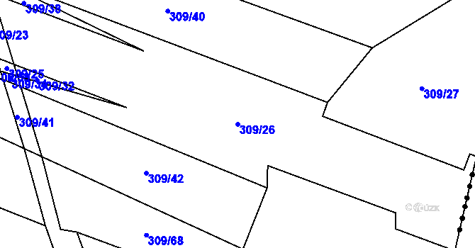 Parcela st. 309/26 v KÚ Borušov, Katastrální mapa