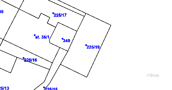 Parcela st. 225/19 v KÚ Borušov, Katastrální mapa