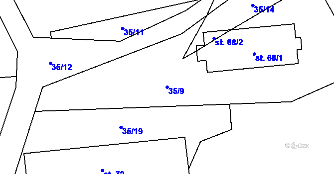 Parcela st. 35/9 v KÚ Prklišov, Katastrální mapa
