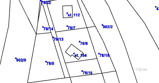 Parcela st. 78/8 v KÚ Svojanov u Borušova, Katastrální mapa