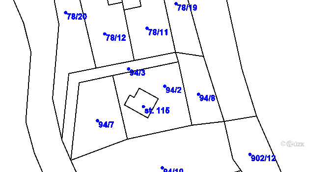 Parcela st. 94/2 v KÚ Svojanov u Borušova, Katastrální mapa