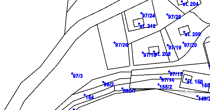 Parcela st. 97/3 v KÚ Svojanov u Borušova, Katastrální mapa