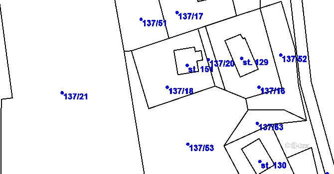 Parcela st. 137/18 v KÚ Svojanov u Borušova, Katastrální mapa