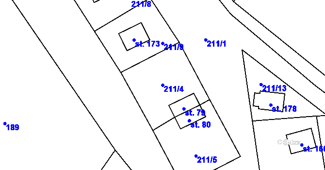 Parcela st. 211/4 v KÚ Svojanov u Borušova, Katastrální mapa