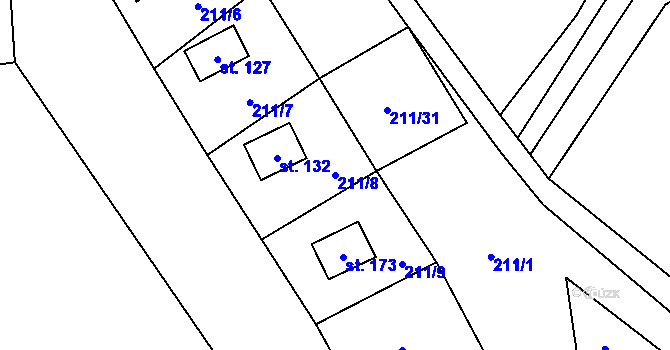 Parcela st. 211/8 v KÚ Svojanov u Borušova, Katastrální mapa