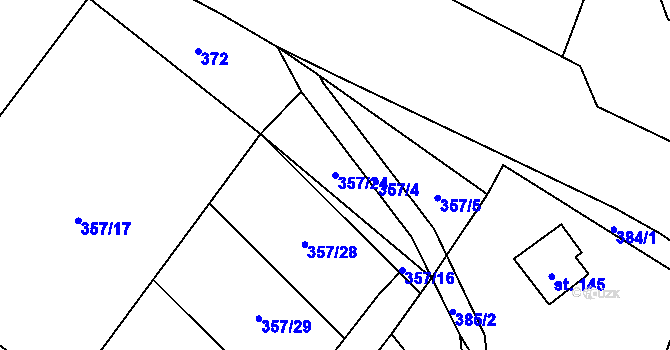 Parcela st. 357/24 v KÚ Svojanov u Borušova, Katastrální mapa