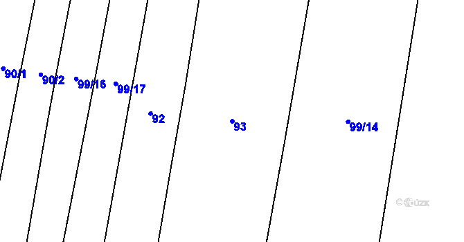 Parcela st. 93 v KÚ Bořanovice, Katastrální mapa