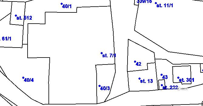 Parcela st. 7/1 v KÚ Bořanovice, Katastrální mapa