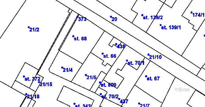 Parcela st. 66 v KÚ Bořanovice, Katastrální mapa