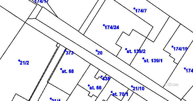 Parcela st. 20 v KÚ Bořanovice, Katastrální mapa