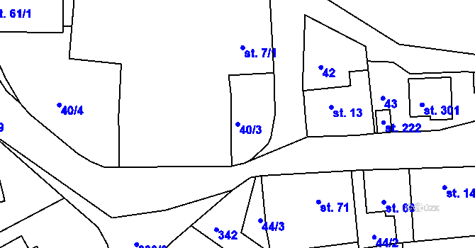 Parcela st. 40/3 v KÚ Bořanovice, Katastrální mapa