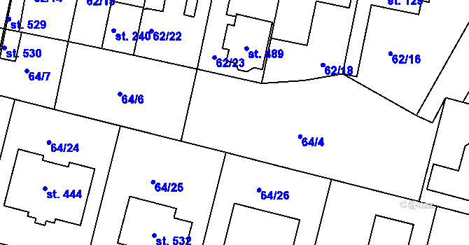 Parcela st. 64/5 v KÚ Bořanovice, Katastrální mapa